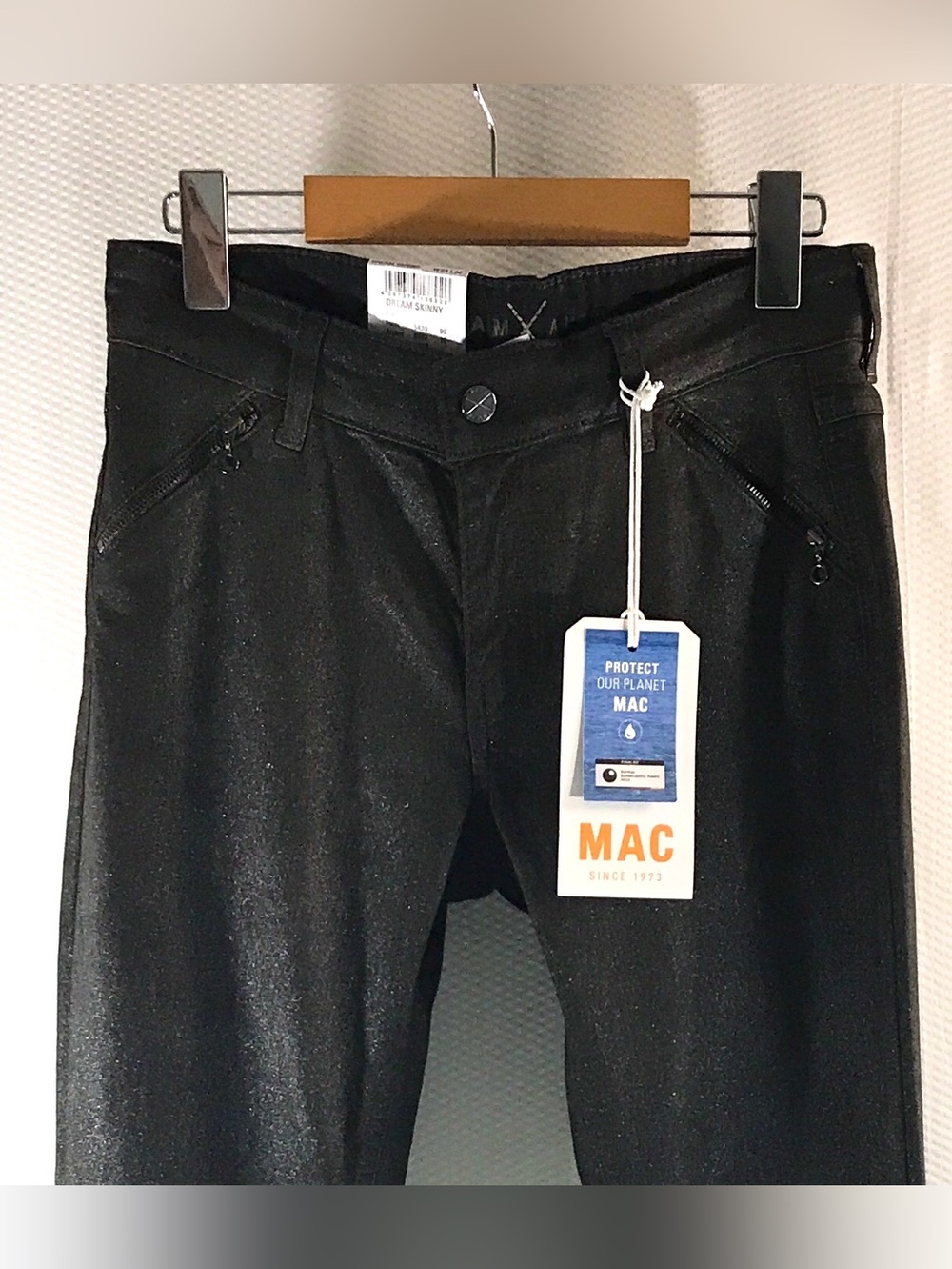 NWT MAC Dream Skinny Black Shimmer Coated Jeans 34 stretch - Picture 5 of 13